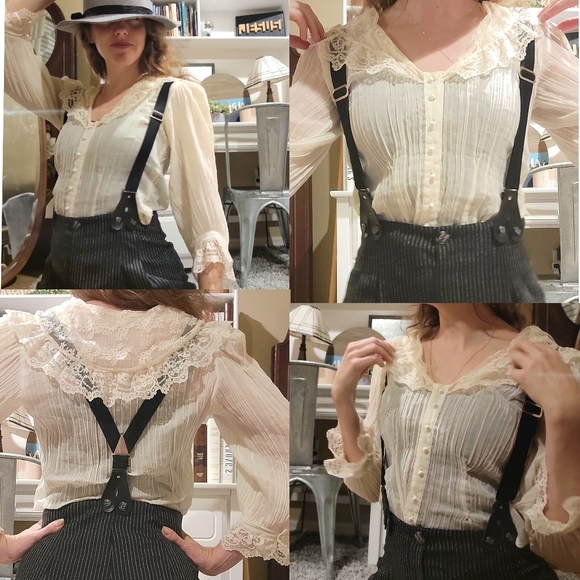 *Vintage Cream Lace Collar Blouse* - Picture 12 of 13